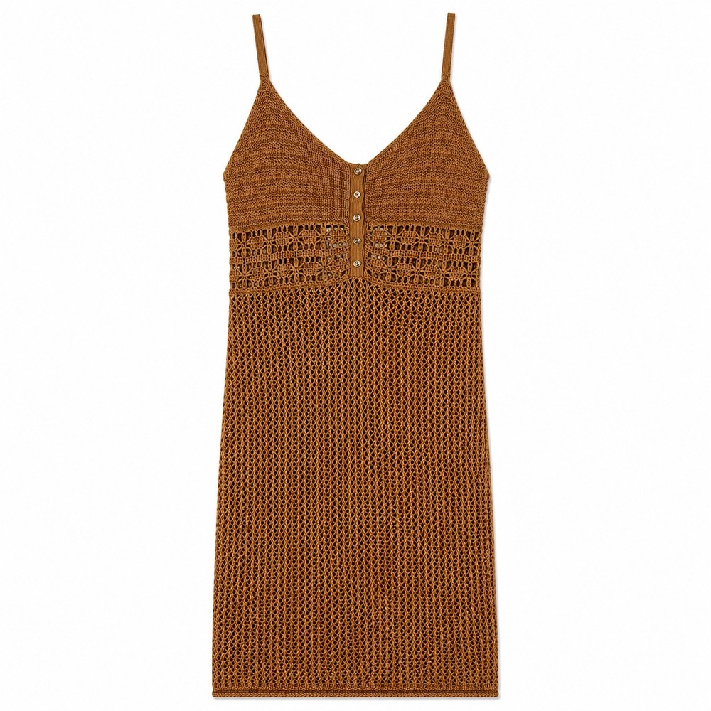 Aerie Crochet Knit Mini Sweater Dress XS NWT Tan Cotton‎ Festival Cowgirl